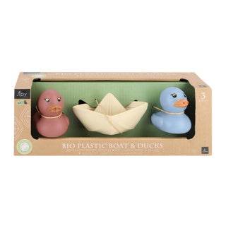 Jipy bioplastic set 2 badeendjes en 1 bootje assorti | 4 stuks