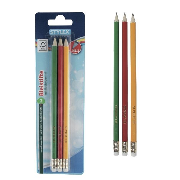 Stylex potlood met gum 3 stuks