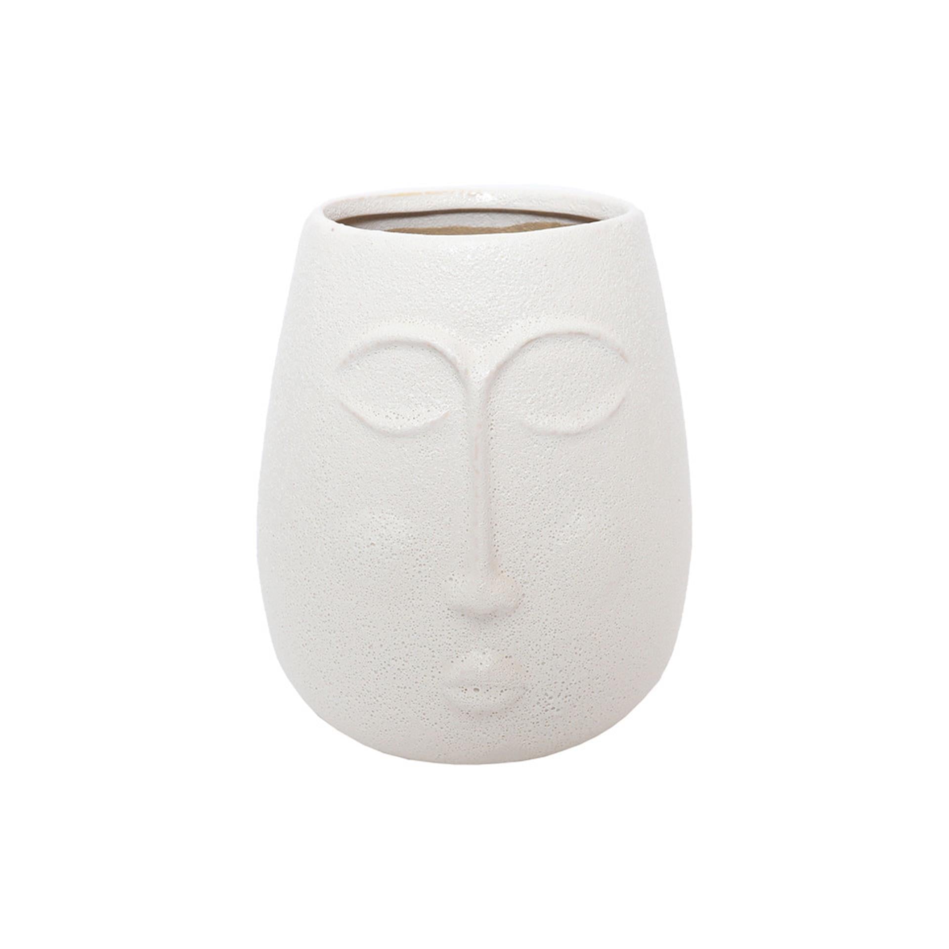 House of nature vaas gezicht wit birlik 22cm keramiek
