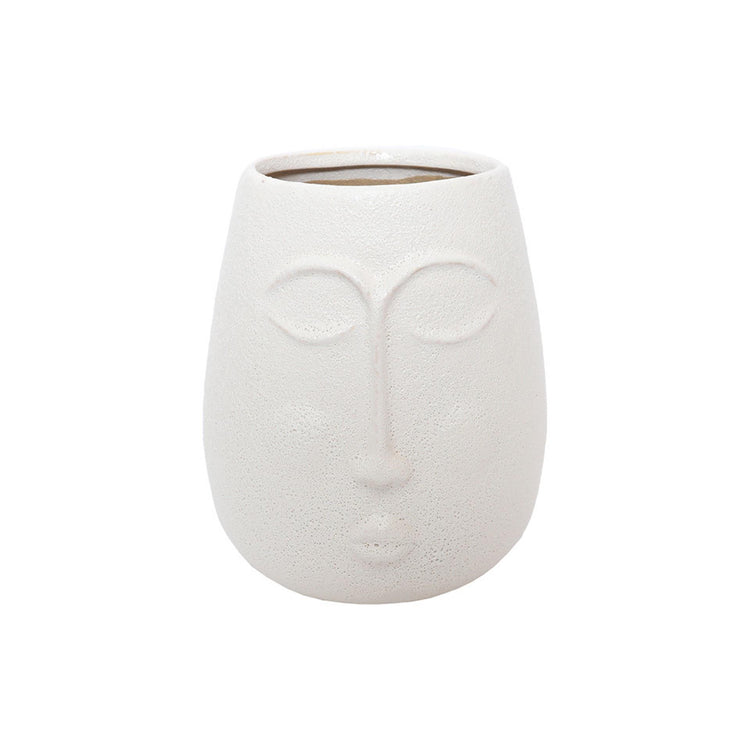 House of nature vaas gezicht wit birlik 22cm keramiek