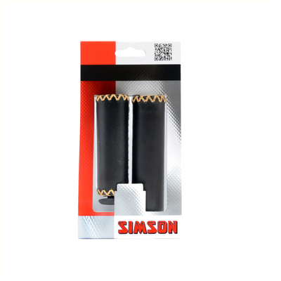 Simson Lederen Handvatten - Zwart, Authentieke Look, Optimaal Comfort, Geschikt voor Grip Shift Versnelling
