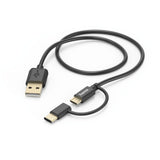 Hama 2in1-micro-usb-kabel met usb-type-c-adapter 1 m zwart - afbeelding 1