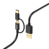Hama 2in1-micro-usb-kabel met usb-type-c-adapter 1 m zwart - afbeelding 2