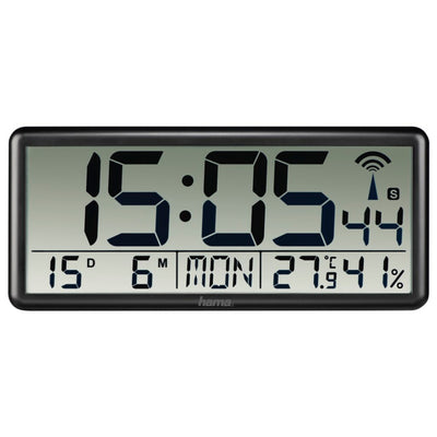 Hama digitale radiogestuurde wandklok jumbo zwart