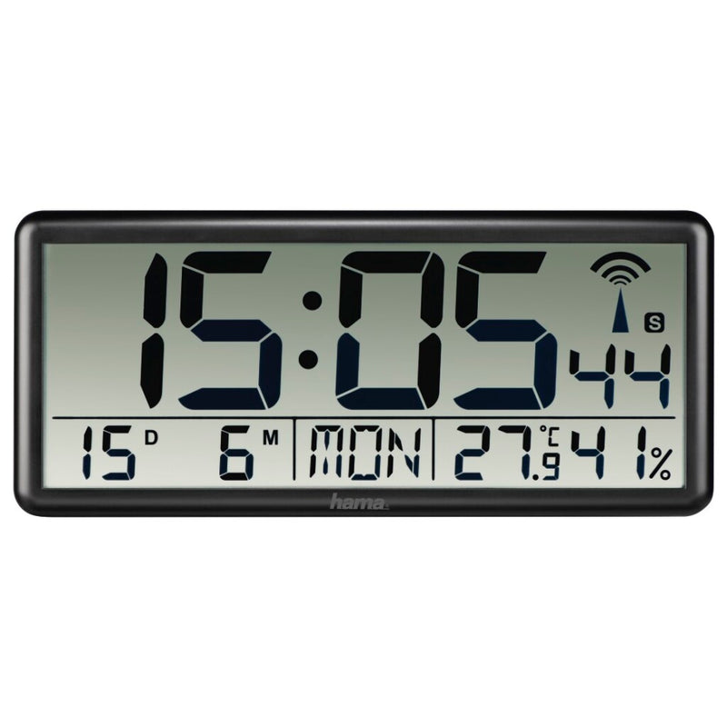 Hama digitale radiogestuurde wandklok jumbo zwart