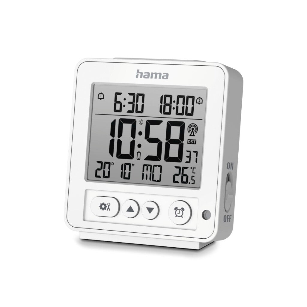 Hama digitale radiogestuurde lcd wekker rhodos wit