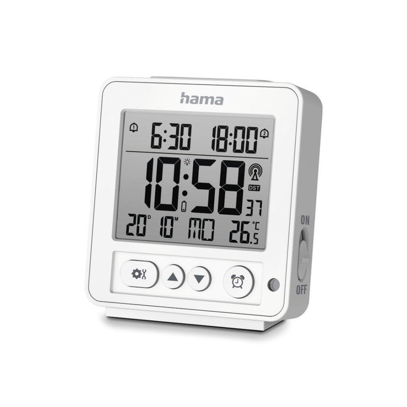 Hama digitale radiogestuurde lcd wekker rhodos wit