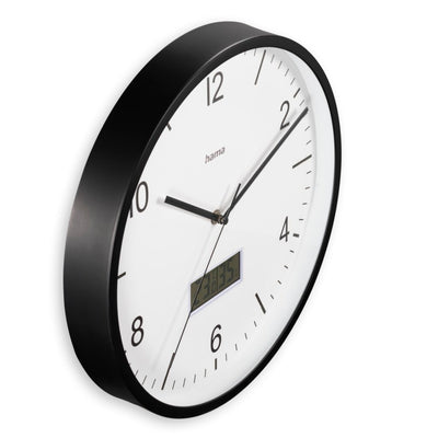 Hama dcf wandklok lanzarote tikt niet + thermometer en hygrometer 35 cm zwart wit