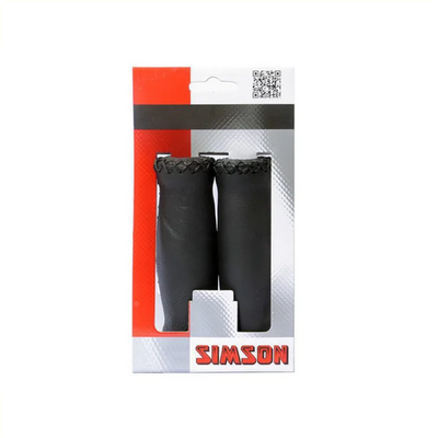 Simson Handvatten Leder Zwart Lang - Leren handvatten voor lifestylefiets - 13cm - Zwart
