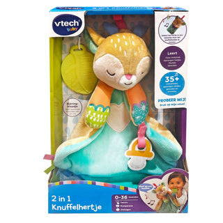 Vtech dierenvriendjes 2 in 1 knuffelhertje - interactieve knuffel - handig knuffeldoekje - educatief babyspeelgoed - vanaf 0 tot 36 maanden