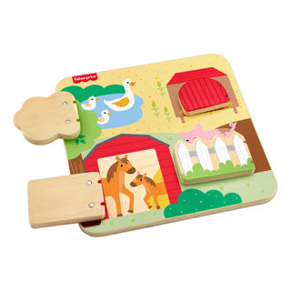 Fisher-price houten kiekeboo boerderijdieren | 2 stuks