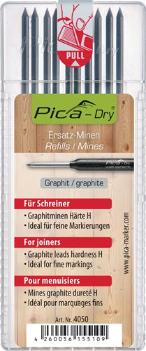 Pica vullingenset | 10x grafiet speciale hardheid h | voor fijne markeringen | dry 4050 | 10 stiften set | 1 stuk - 4050 - 4050