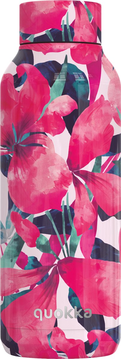 Quokka - rvs drinkfles thermosfles - 510ml - roze bloemen