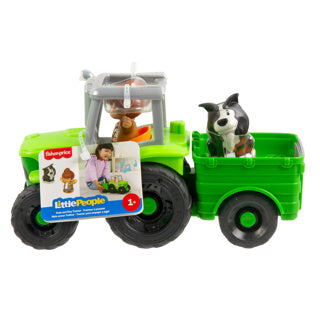 Fisher-price little people tractor – muzikaal duwvoertuig met aanhanger en 2 figuren
