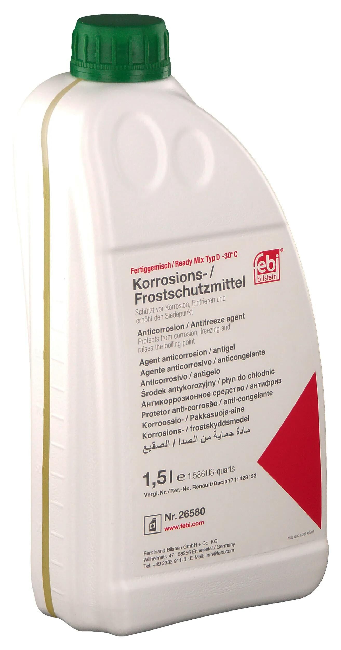 Febi bilstein radiatorbeschermingsmiddel ready mix typ d antifreeze type d ready mix renault 1.5l