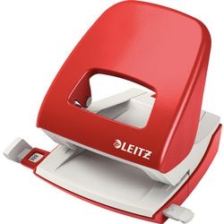 Leitz nexxt metalen bureau perforator - perforeert tot 30 vel - voor mappen en ringbanden - rood