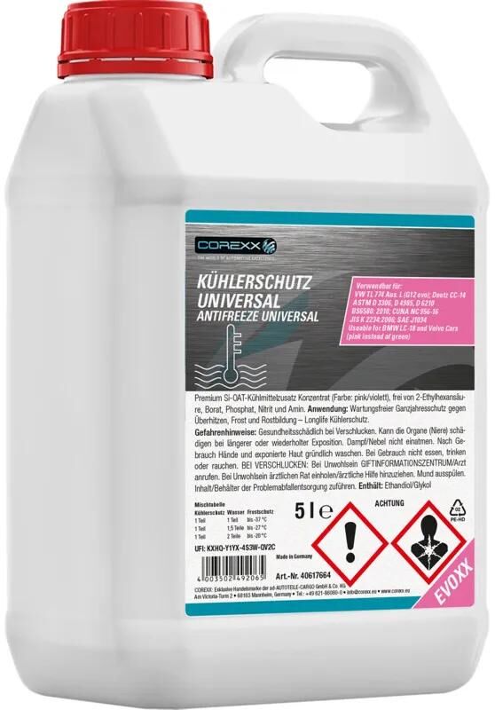 Corexx radiatorbeschermingsmiddel uni evoxx anti-freeze 5 l universal evoxx