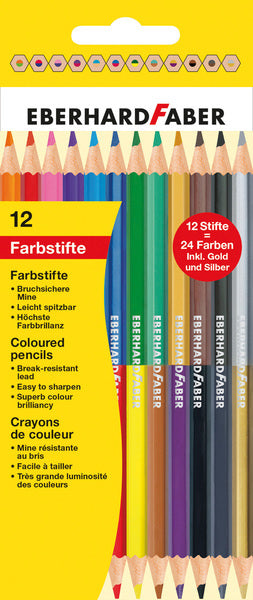 Eberhard faber ef-514811 kleurpotlood 2-zijdig gekleurd etui 12 stuks 24 kleuren