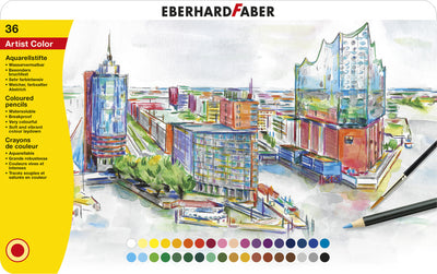 Eberhard faber ef-516036 aquarelpotlood metalen etui a 36 stuks