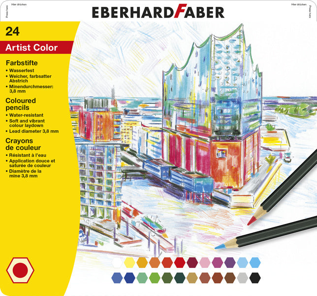 Eberhard faber ef-516124 kleurpotloden metaaletui a 24 stuks