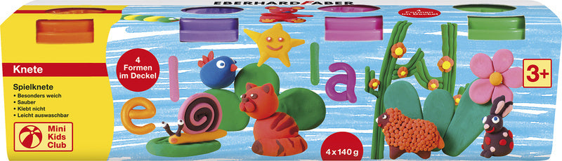 Eberhard faber kinderklei - 4x in beker - 140 gram - oranje-roze-groen-paars - ef-572510