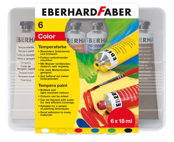 Eberhard faber ef-575505 plakkaatverf 6 kleuren tube 18 ml