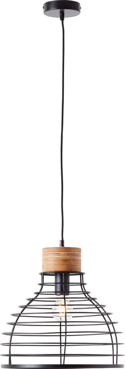 Brilliant avia - hanglamp - e27 max 1x40w - zwart houtkleur