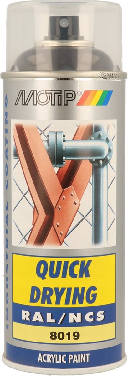 Motip industrial acryllak hoogglans ral 8019 grijsbruin - 400 ml