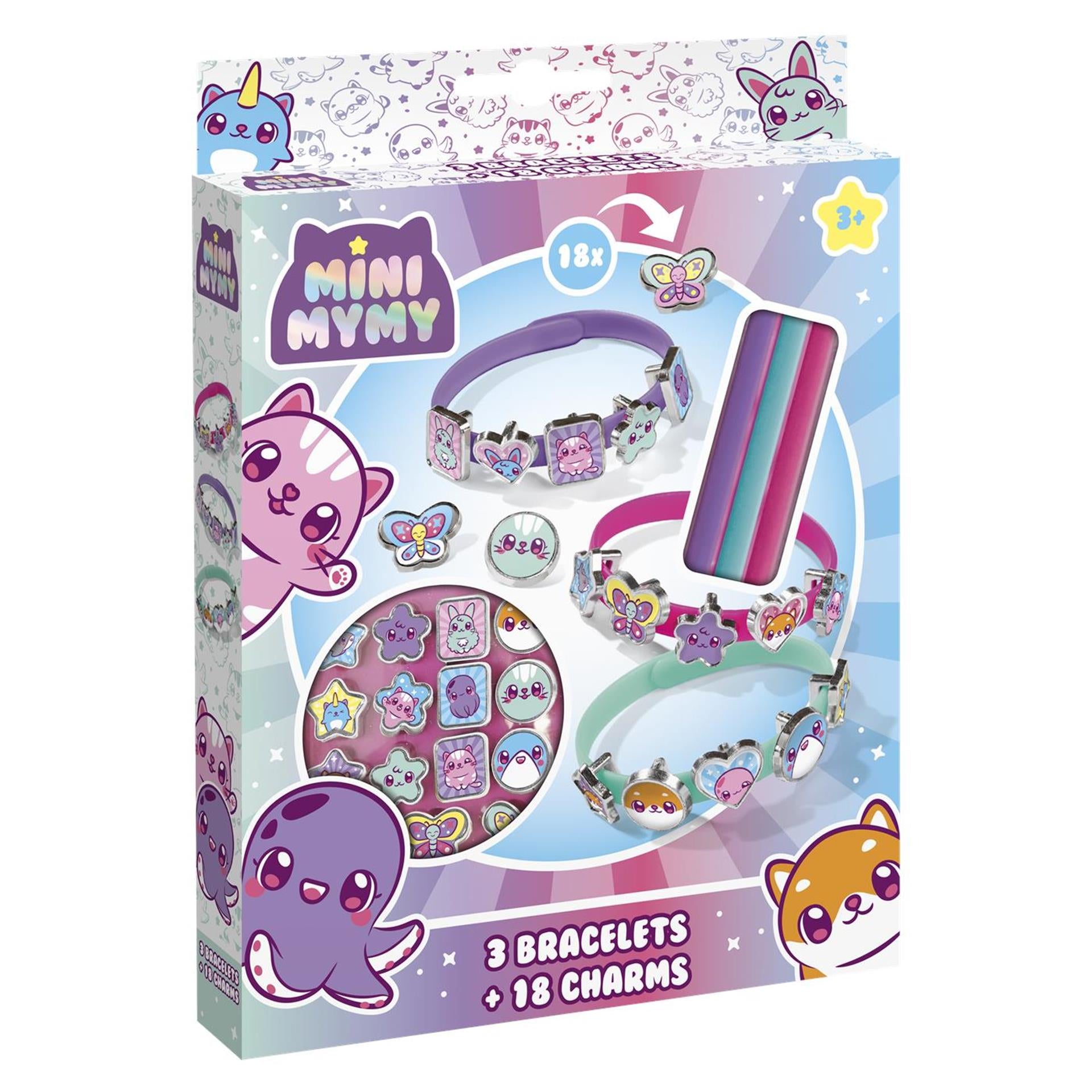 Mini mymy totum 3 kawai schuif armbandjes maken met 18 dieren schuifbedels - speelgoed meisjes vanaf 3 jaar cadeautip