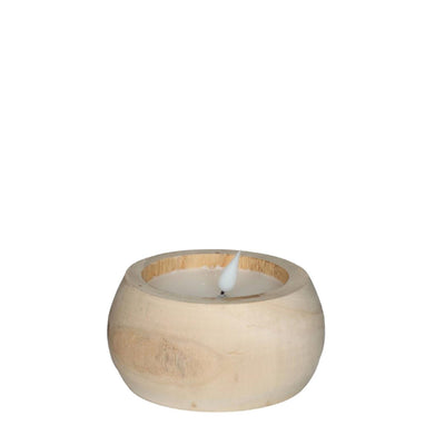 Ideas 4 seasons led kaars hout ø12 h.6 cm met timer bruin