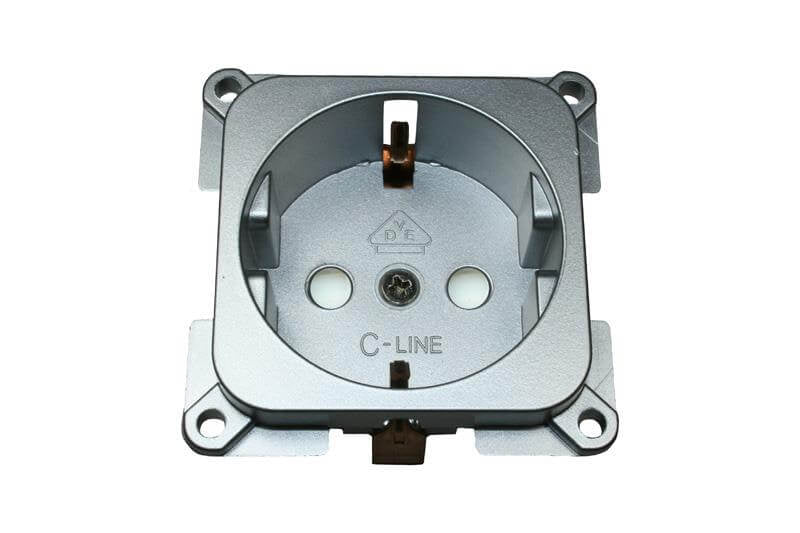 C-line wandcontactdoos camper en caravan 230 volt zilver - verpakt