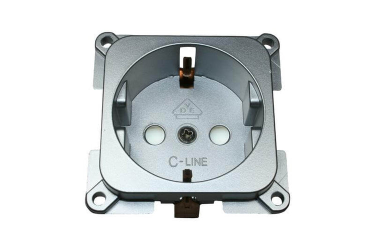 C-line wandcontactdoos camper en caravan 230 volt zilver - verpakt