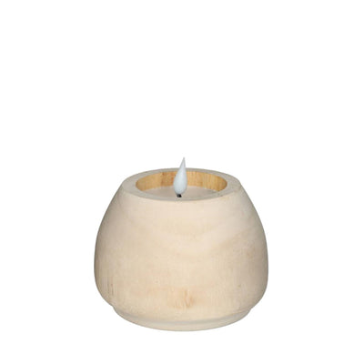 Ideas 4 seasons led kaars hout ø12 h.8,5 cm met timer bruin