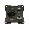 C-line 12 volt contactdoos met antenne en satelliet aansluiting bruin