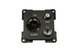 C-line 12 volt contactdoos met antenne en satelliet aansluiting bruin - afbeelding 1