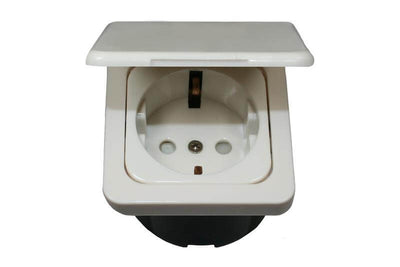 C-line wandcontactdoos met opal afdekraam met klapdeksel wit