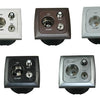 C-line 12 volt contactdoos met antenne en satelliet aansluiting met opal afdekraam grijs