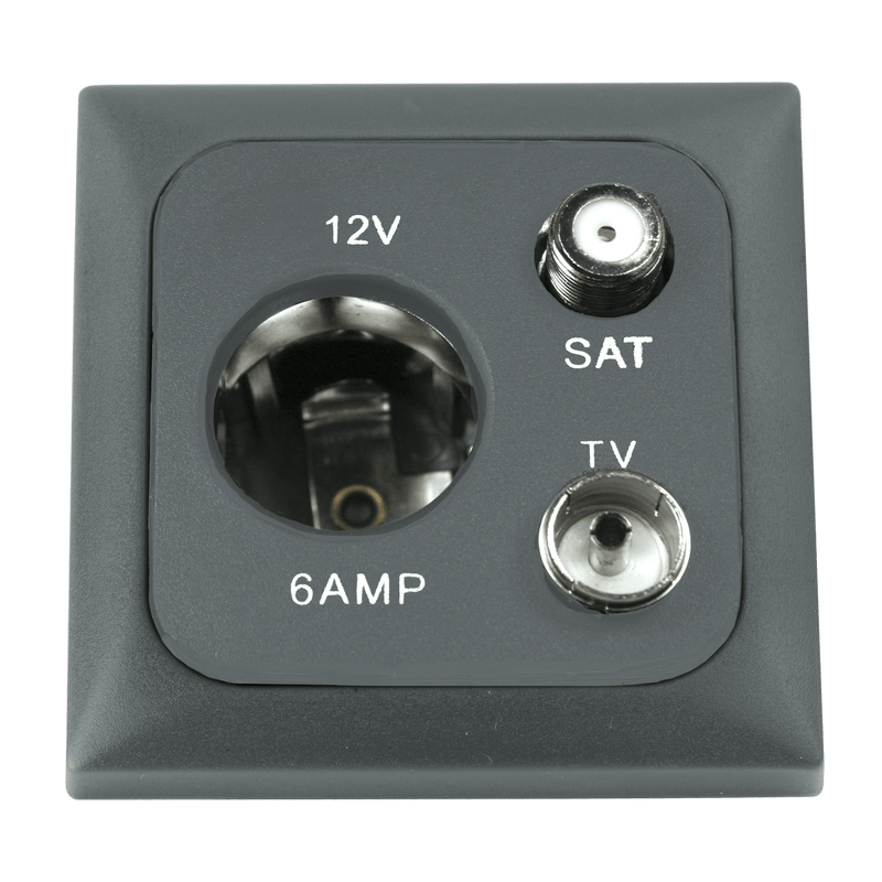 C-line 12 volt contactdoos met antenne en satelliet aansluiting met opal afdekraam antraciet