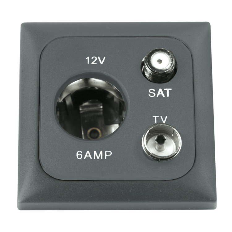 C-line 12 volt contactdoos met antenne en satelliet aansluiting met opal afdekraam antraciet