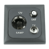 C-line 12 volt contactdoos met antenne en satelliet aansluiting met opal afdekraam antraciet - zonder verkoopverpakking
