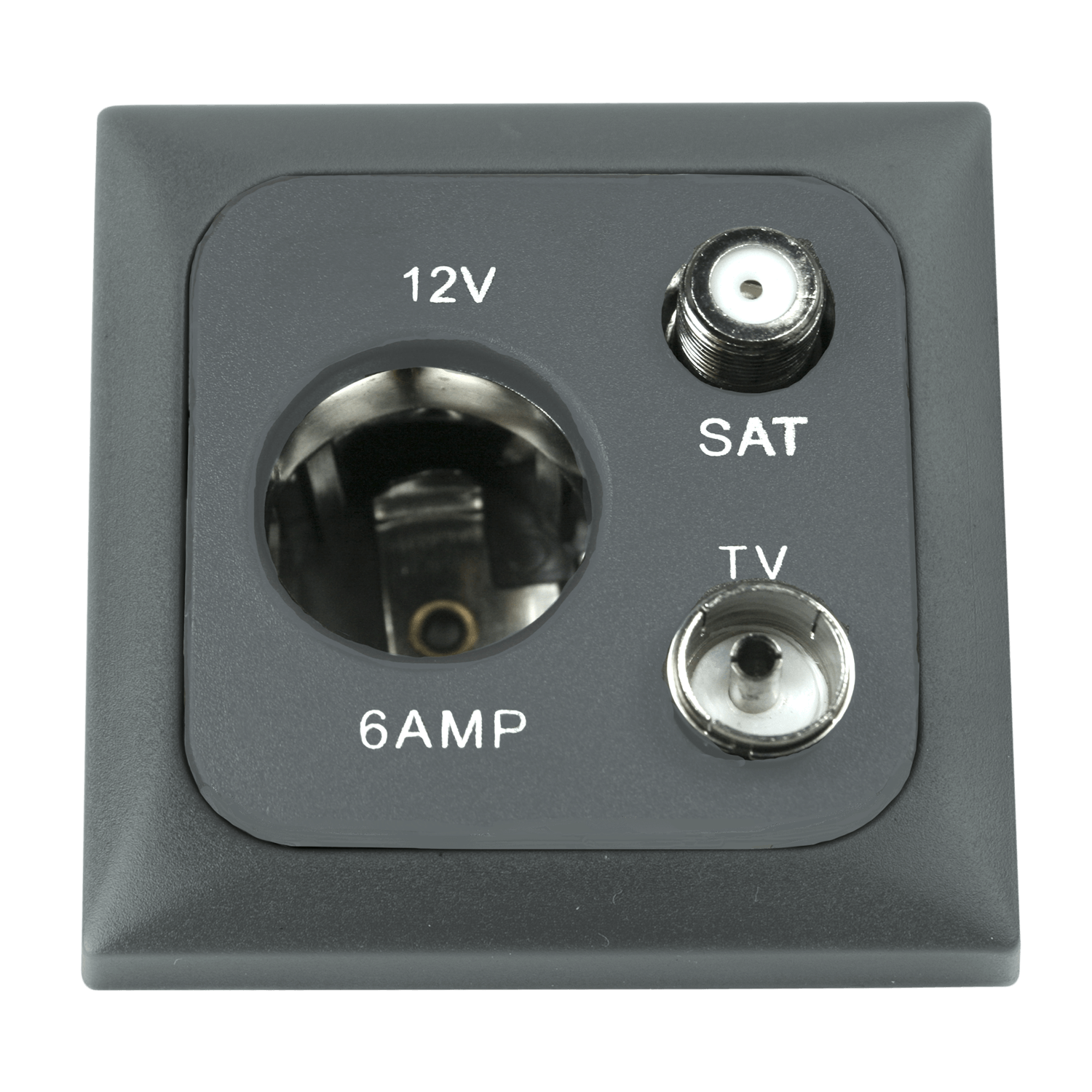 C-line 12 volt contactdoos met antenne en satelliet aansluiting met opal afdekraam antraciet - zonder verkoopverpakking