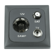C-line 12 volt contactdoos met antenne en satelliet aansluiting met opal afdekraam antraciet - zonder verkoopverpakking - afbeelding 2