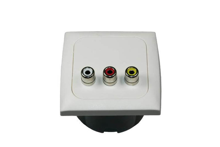 C-line video en audio contactdoos met opal afdekraam wit