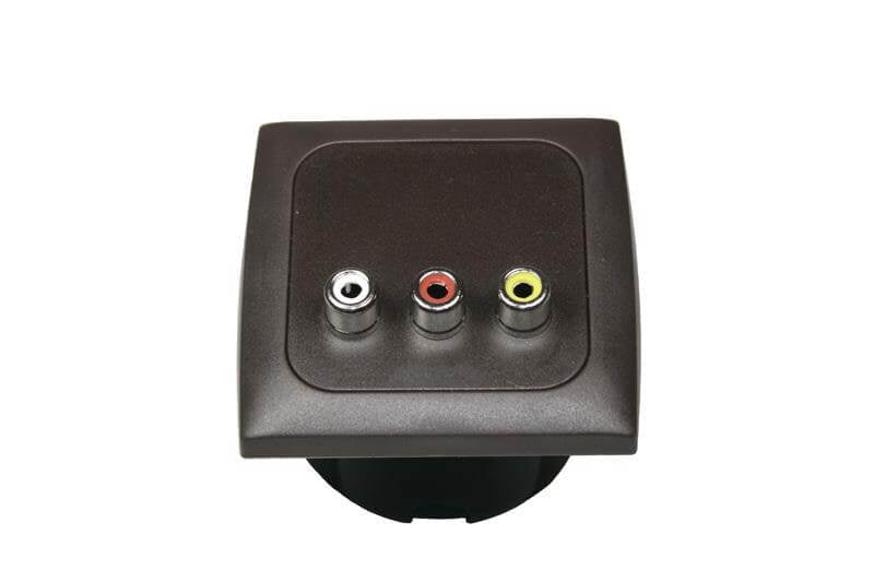 C-line video en audio contactdoos met opal afdekraam bruin - zonder verkoopverpakking