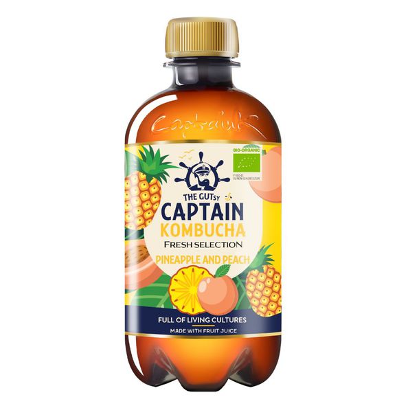 The gutsy captain kombucha pineapple peach bio (12x 400ml) (bol)