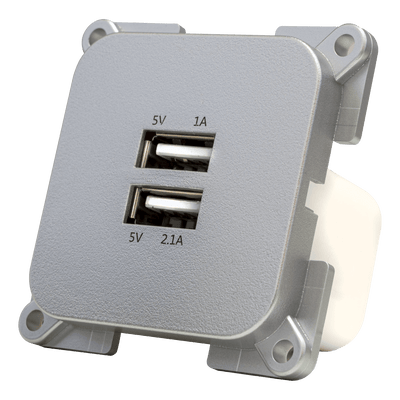 C-line wandcontactdoos met dubbele usb-a lader zilver
