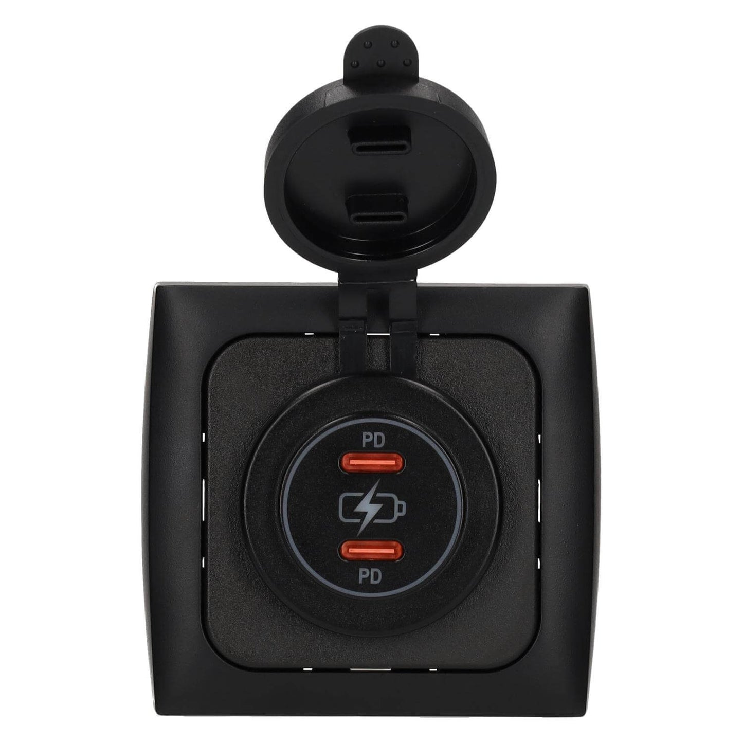 C-line power line 2x usb-c pd 36w lader met opal afdekraam zwart