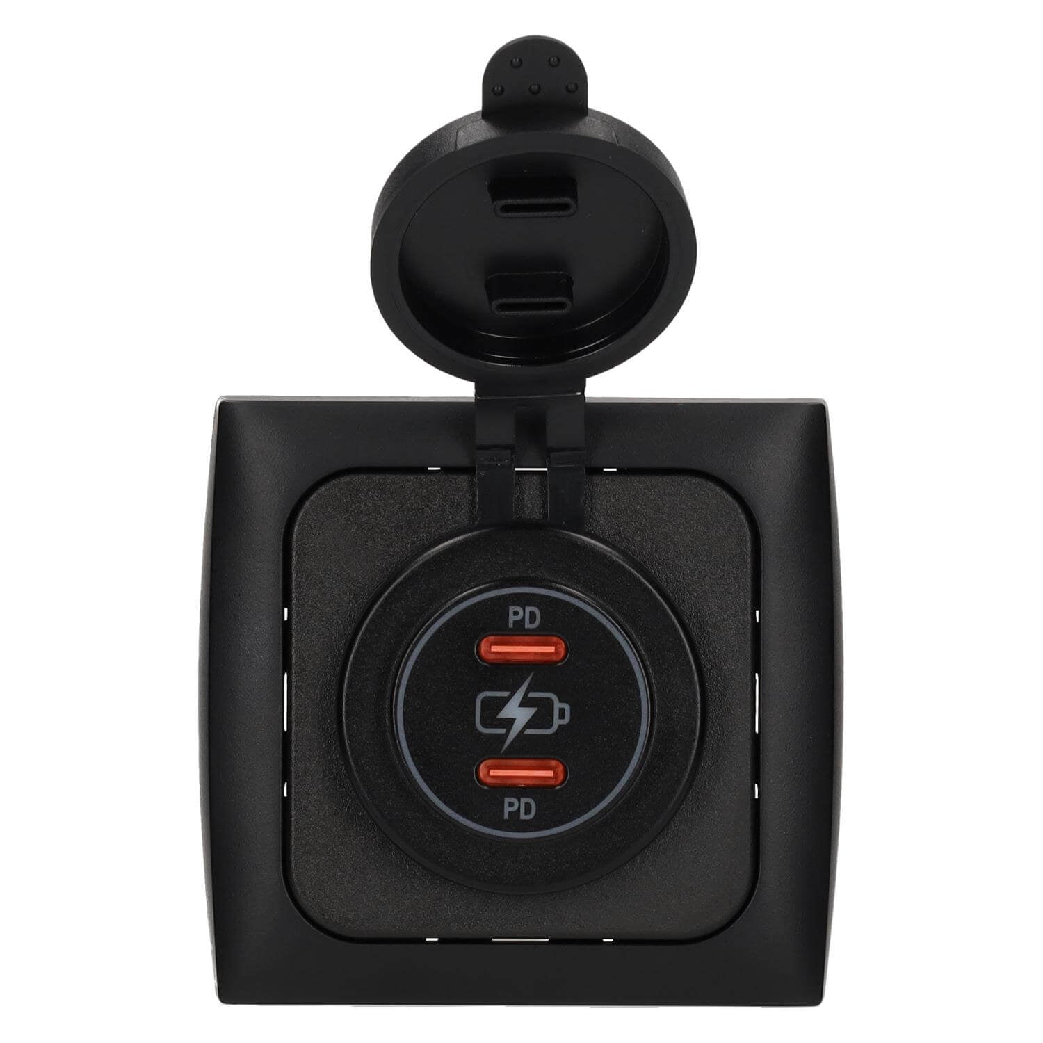 C-line power line 2x usb-c pd 36w lader met opal afdekraam zwart