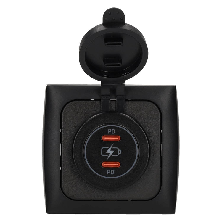 C-line power line 2x usb-c pd 36w lader met opal afdekraam zwart