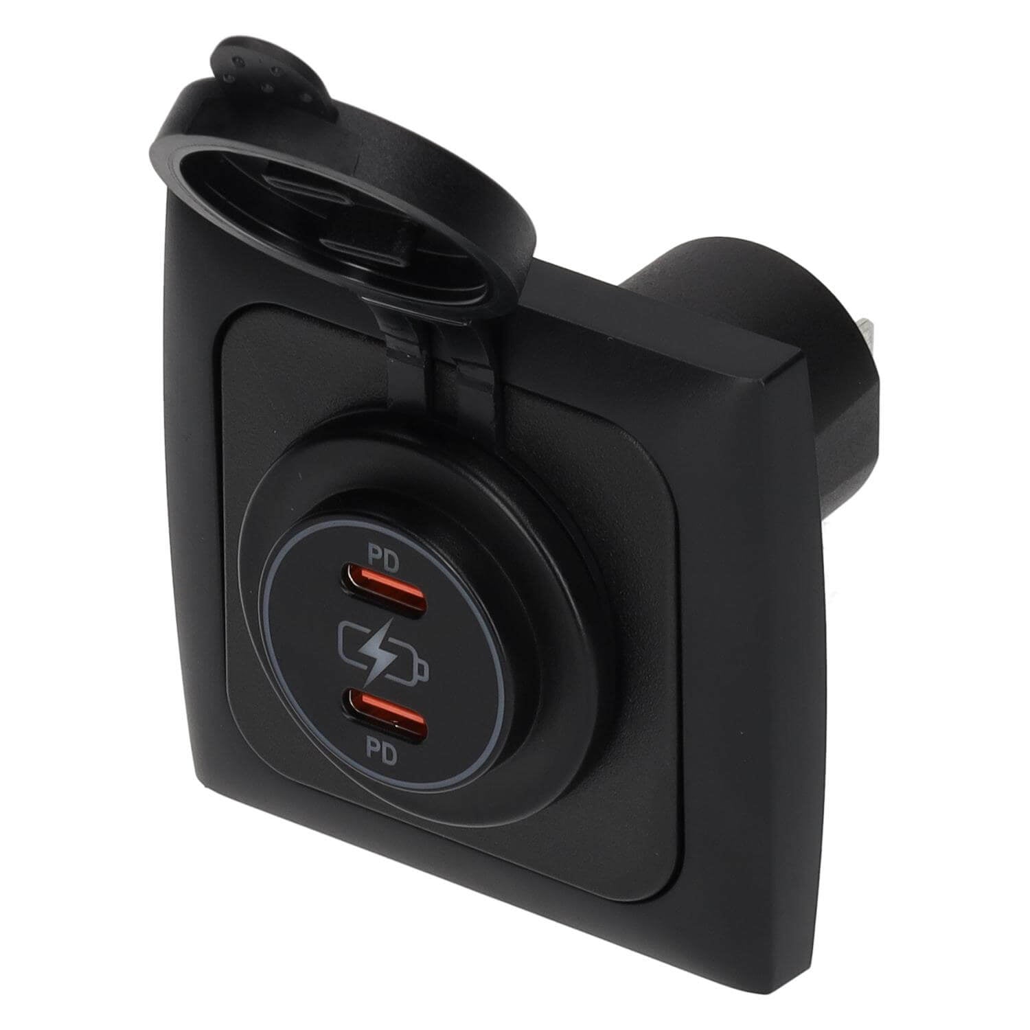 C-line power line 2x usb-c pd 36w lader met opal afdekraam zwart - zonder verkoopverpakking
